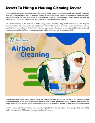 Secrets To Hiring a Housing Cleaning Service