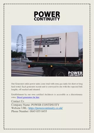 Emergency Generator Hire in the UK