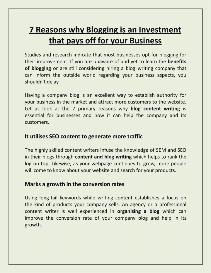 7 reasons why blogging is an investment that pays off for your business