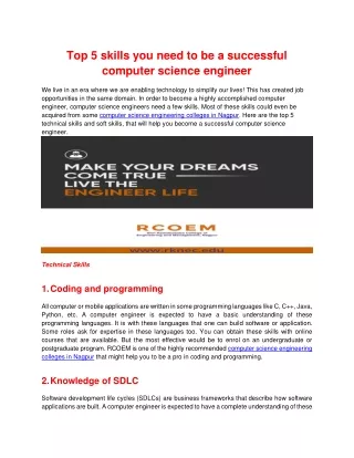 Top 5 skills you need to be a successful computer science engineer