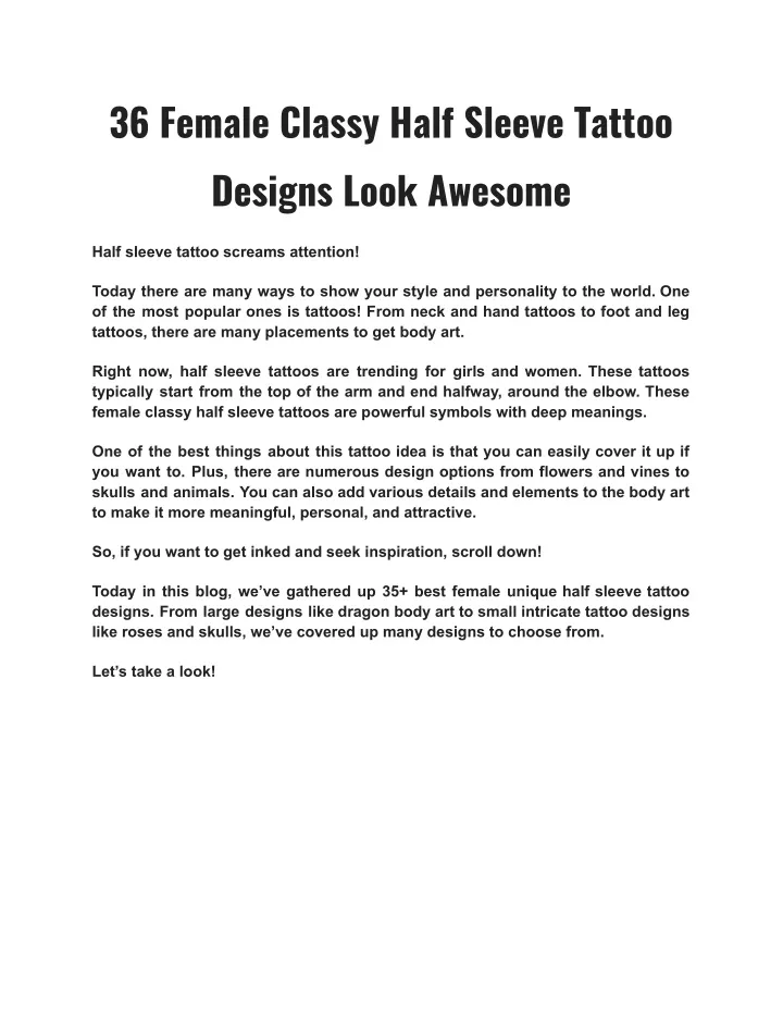 36 female classy half sleeve tattoo designs look