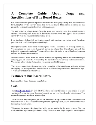 Complete Guide About Usage and Benefits of Bux Board Boxes