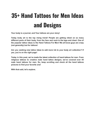 35  Hand Tattoos for Men Ideas and Designs