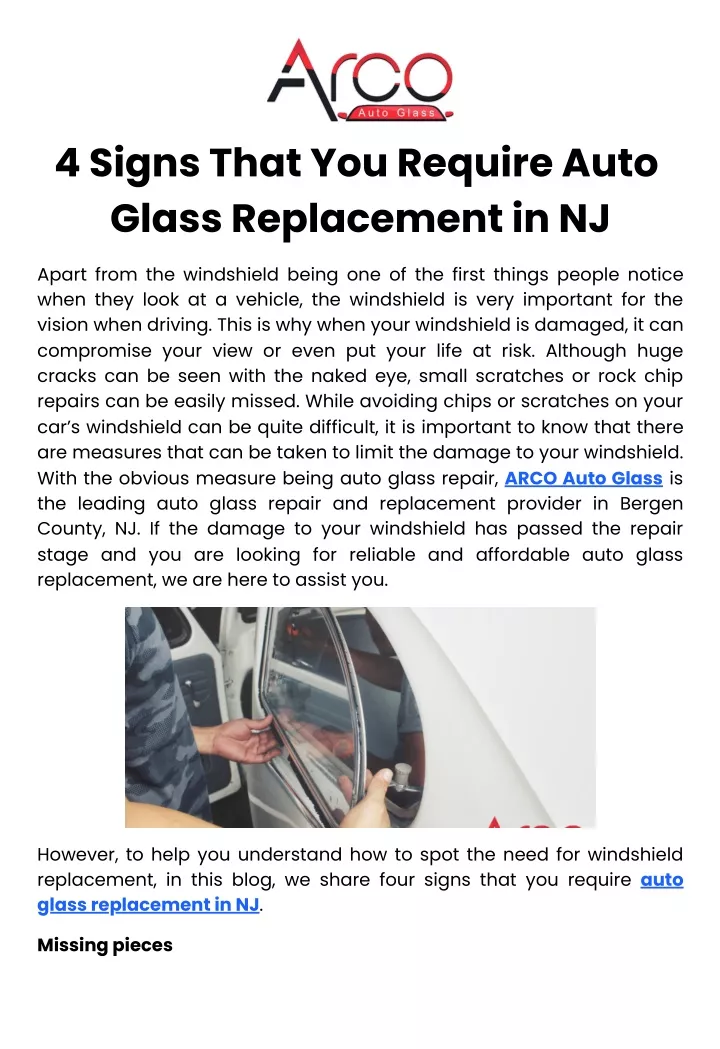 4 signs that you require auto glass replacement