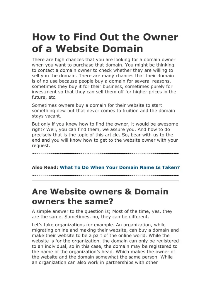 how to find out the owner of a website domain