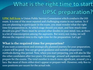 what is the right time to start upsc preparation