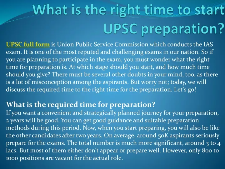 what is the right time to start upsc preparation