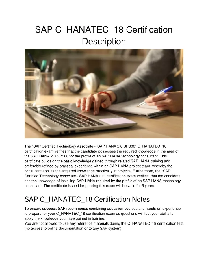 sap c hanatec 18 certification description