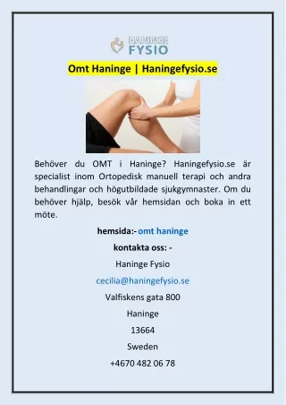 Omt Haninge | Haningefysio.se
