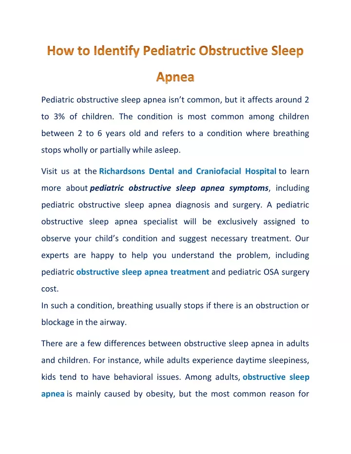 pediatric obstructive sleep apnea isn t common