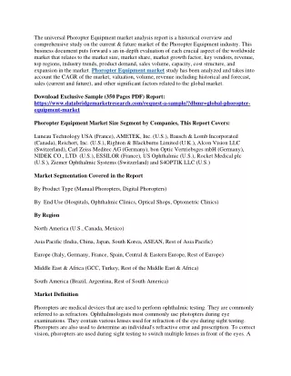 the universal phoropter equipment market analysis