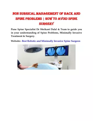 Non surgical management of Back and Spine Problems | How to Avoid Spine Surgery