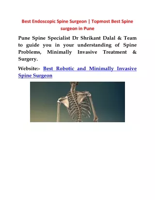 Best Endoscopic Spine Surgeon | Topmost Best Spine surgeon in Pune