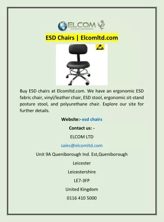 ESD Chairs | Elcomltd.com