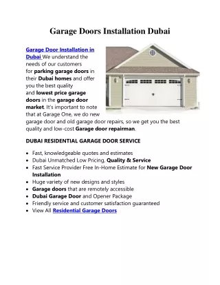 Garage Doors Installation in Dubai - 0557431429