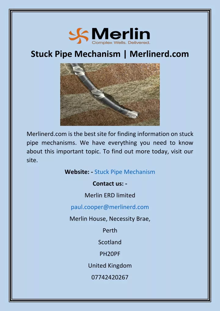 stuck pipe mechanism merlinerd com