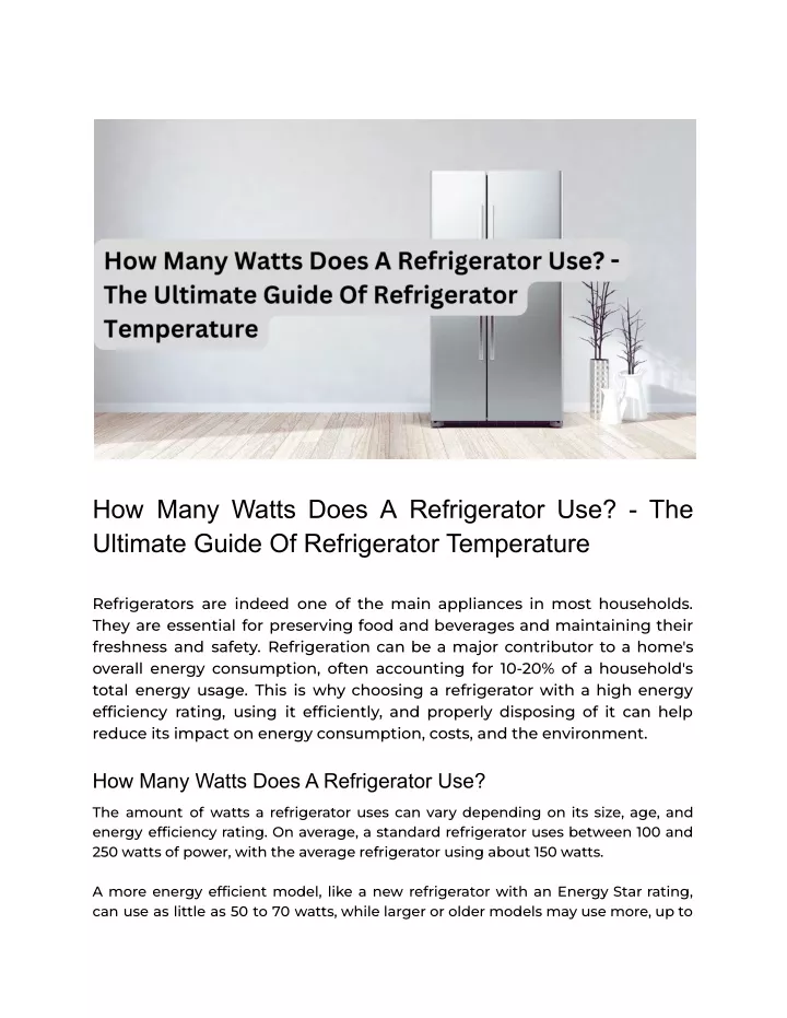 how many watts does a refrigerator