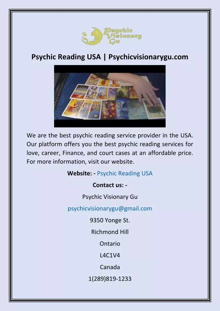 psychic reading usa psychicvisionarygu com