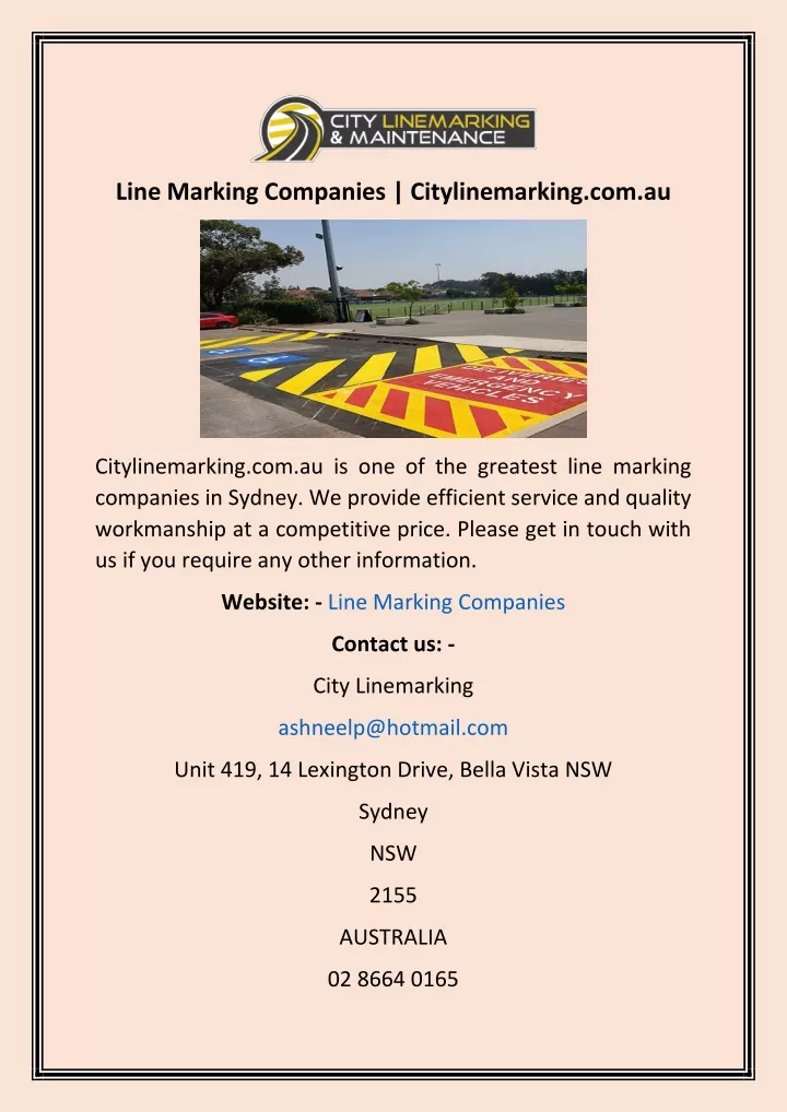 line marking companies citylinemarking com au