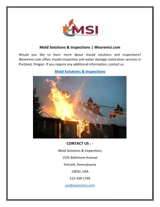 Mold Solutions & Inspections  Wearemsi.com