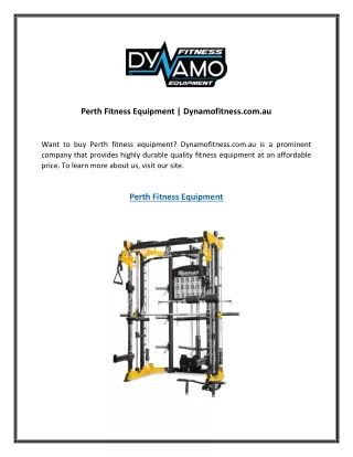 Perth Fitness Equipment  Dynamofitness.com.au