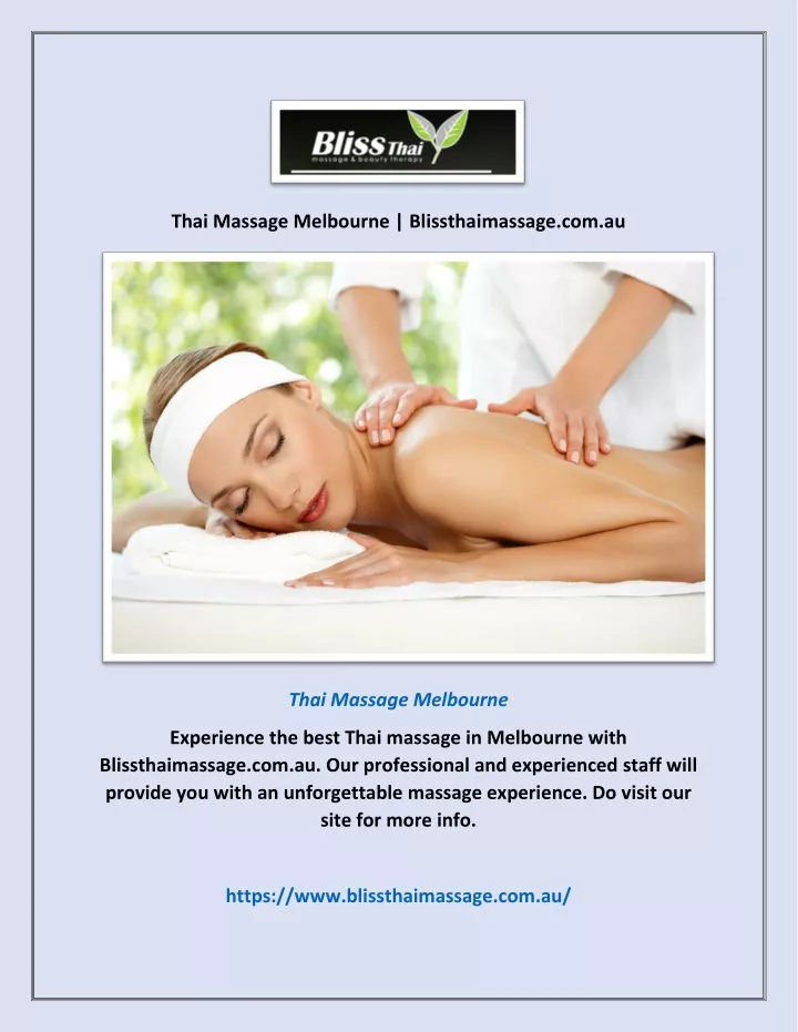 thai massage melbourne blissthaimassage com au