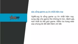 các cổng game uy tín nhất hiện nay  Vg99.org