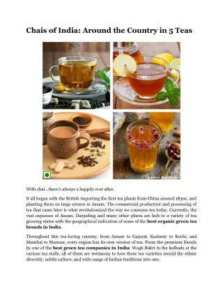 Chais of India Around the Country in 5 Teas