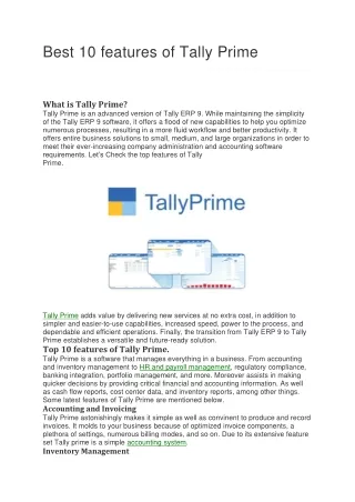 best 10 features of tally prime