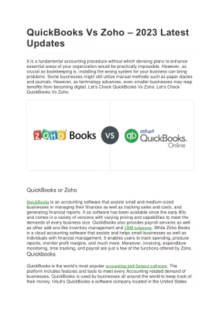 QuickBooks Vs Zoho – 2023 Latest Updates