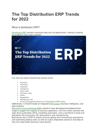 The Top Distribution ERP Trends for 2022