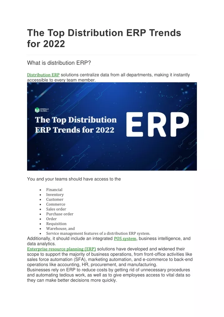 the top distribution erp trends for 2022