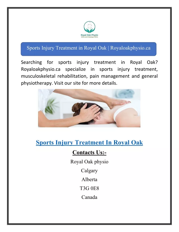 sports injury treatment in royal