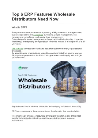 Top 6 ERP Features Wholesale Distributors Need Now
