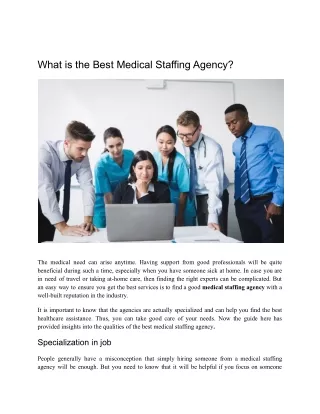 What is the Best Medical Staffing Agency?