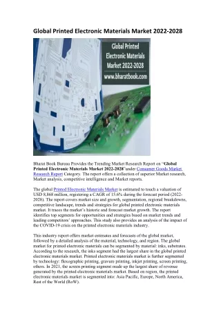 global printed electronic materials market 2022