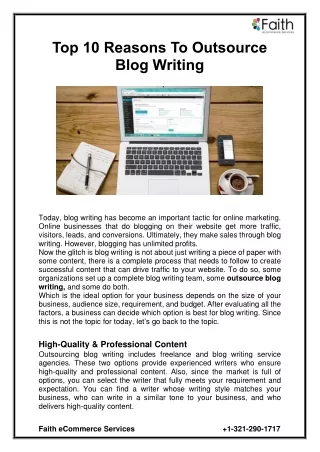 top 10 reasons to outsource blog writing