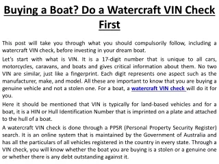 Buying a Boat Do a Watercraft VIN Check First