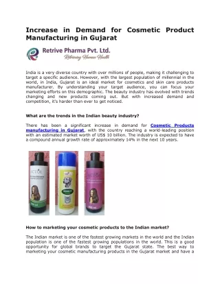 Increase in Demand for Cosmetic Product Manufacturing in Gujarat