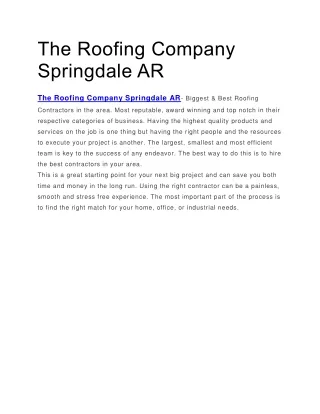 The Roofing Company Springdale AR