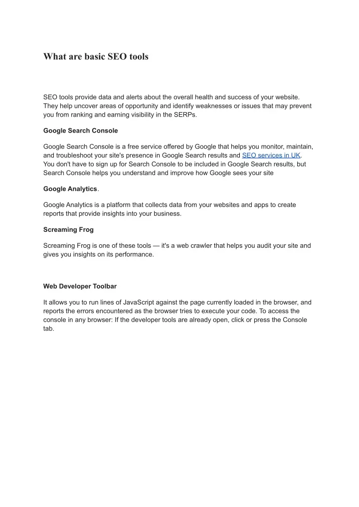 what are basic seo tools