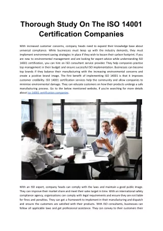 Thorough Study On The ISO 14001 Certification Companies