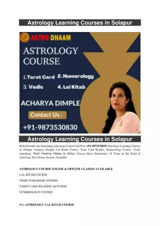 astrology learning courses in solapur
