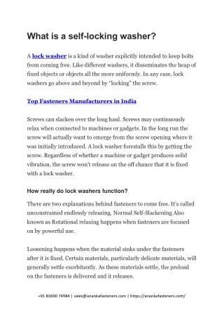 what is a self locking washer