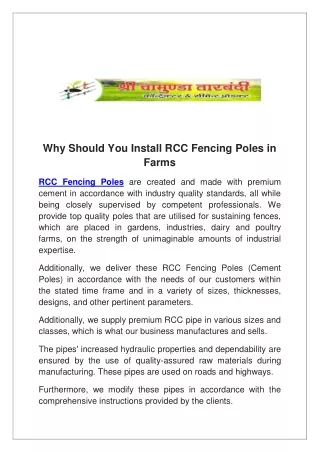 Why Should You Install RCC Fencing Poles in Farms