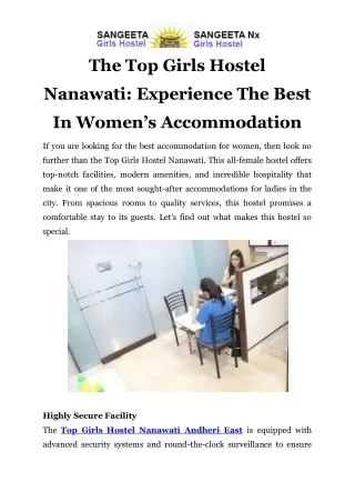 Top Girls Hostel Nanawati Andheri East Call-9870270903