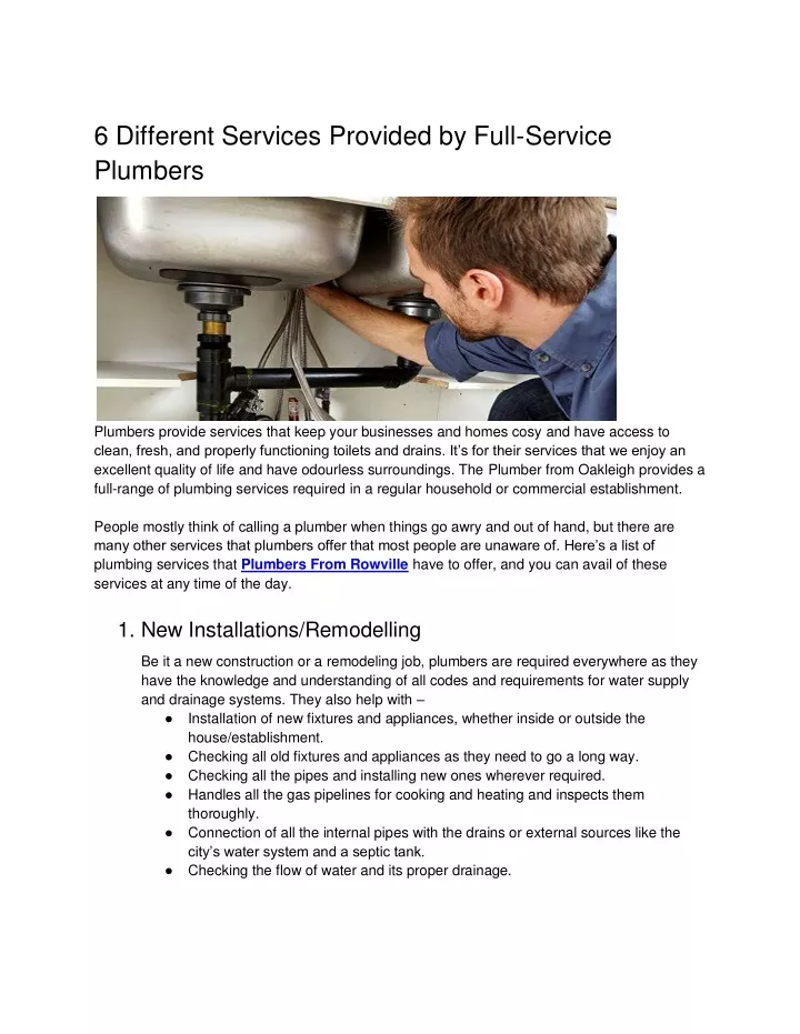 6 different services provided by full service