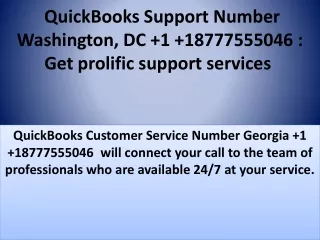 QuickBooks Support Number Washington, DC  1  18777555046