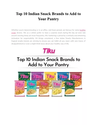 Top 10 Indian Snack Brands to Add to Your Pantry