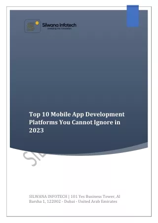 Silwana Infotech - Top 10 Mobile App Development Platforms You Cannot Ignore in 2023